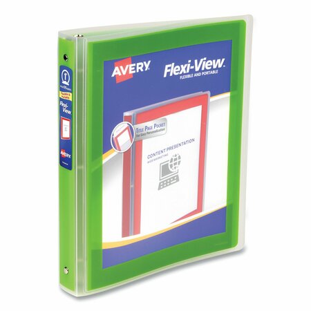 AVERY Flexi-View Binder with Round Rings, 3 Rings, 1in Capacity, 11 x 8.5, Green 17608